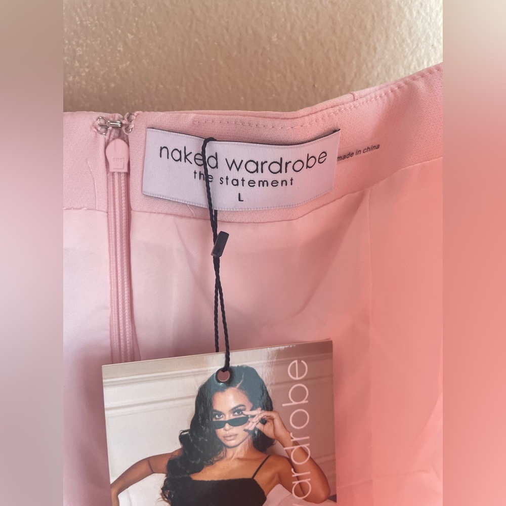 New Naked Wardrobe Women Light Pink Mid Dress Size Large - Picture 9 of 11